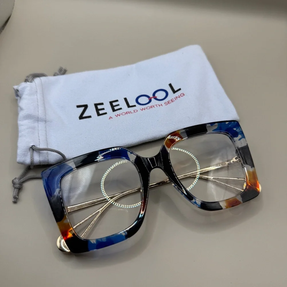 Zeelool Women's Multi-Color Square Frame Glasses, no prescription